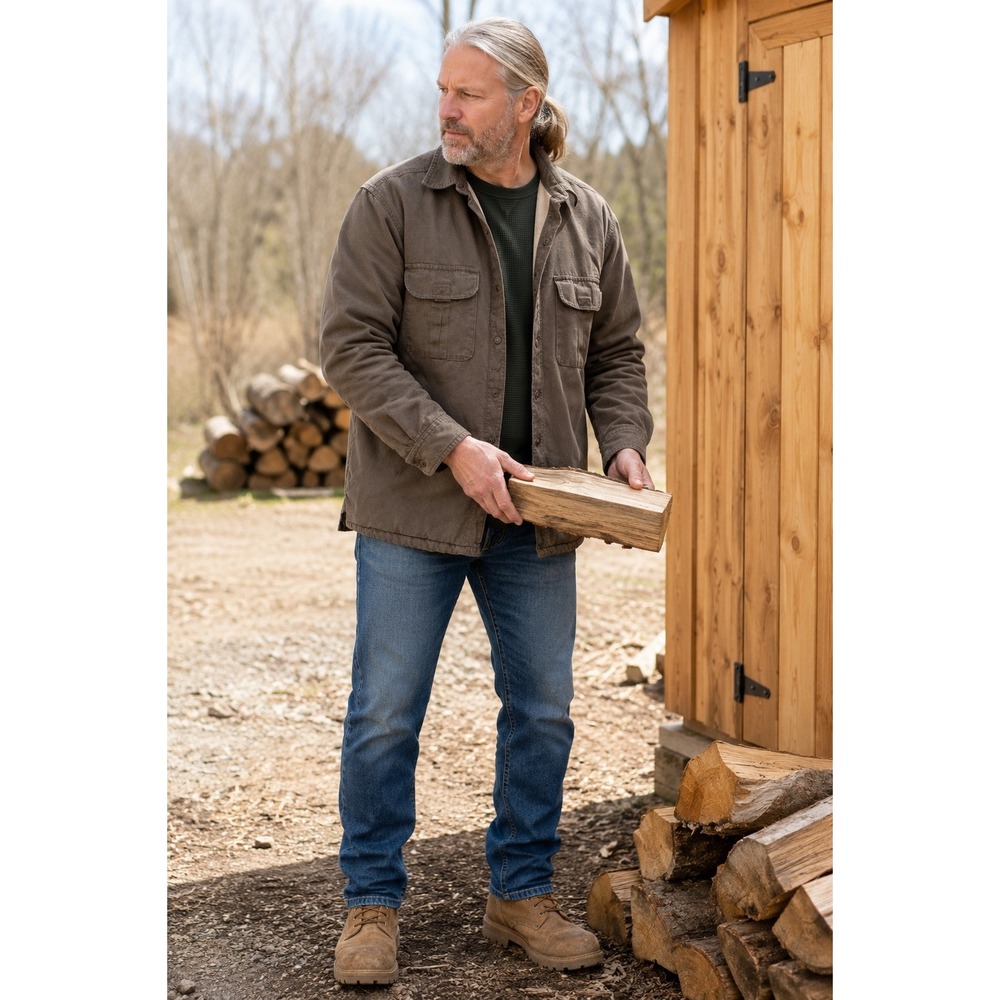 Wolverine Workwear Chore Coat Men's Brown Canvas Fleece Snap Front  L Jacket